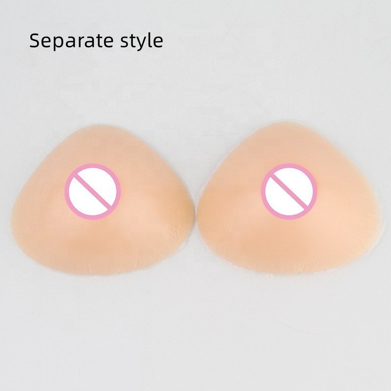 Comfortable Adult-Size Triangular Teardrop Shape Silicone Breast Forms Full Artificial Boobs Skin Color