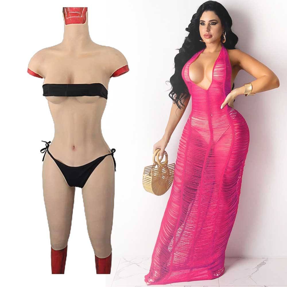 Realistic Silicone High Simulation Man Body Suit Set With Fake Boobs Sexy Vagina for Ladyboy Boy to Girl Sissy Men Crossdresser