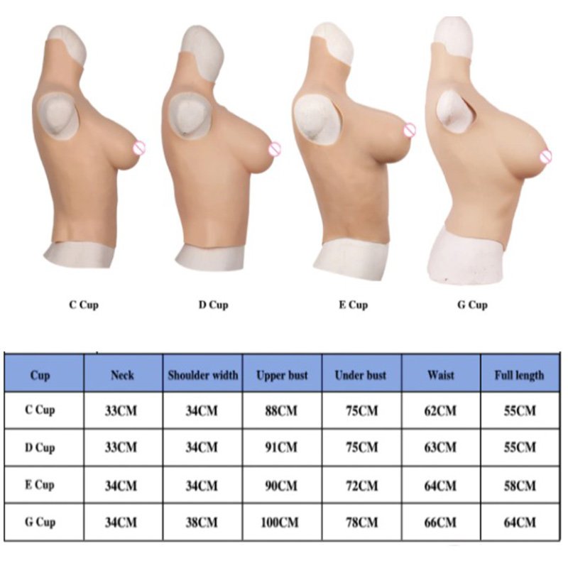 URCHOICE Silicone breast form Transgender Crossdresser Prosthesis Artificial Chest No Oil Realistic Half body Fake boobs breast