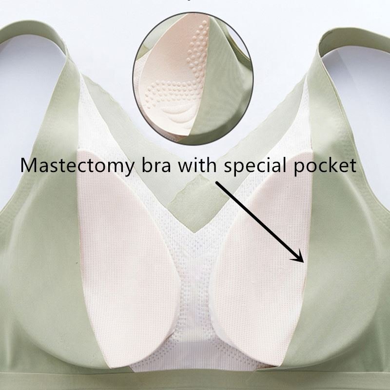 Silicone Breast Forms Mastectomy Bra with Pockets for Artificial Breast Prosthesis Woman Without Steel Ring
