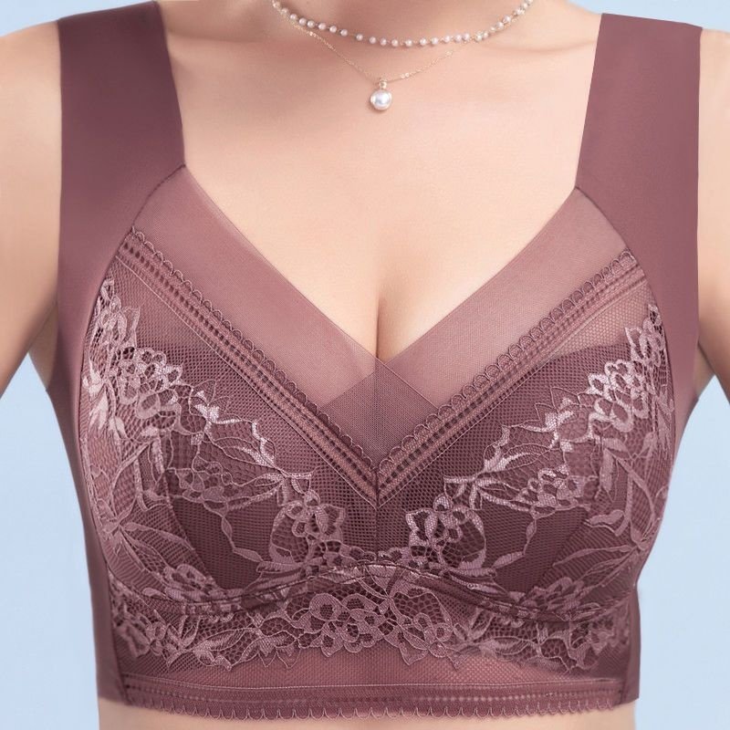 Plus-Size Women's Underwear Mesh Breathable Fabric Without Steel Rings Thin Tank Top Style Bra With Side Breasts