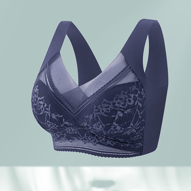 Plus-Size Women's Underwear Mesh Breathable Fabric Without Steel Rings Thin Tank Top Style Bra With Side Breasts