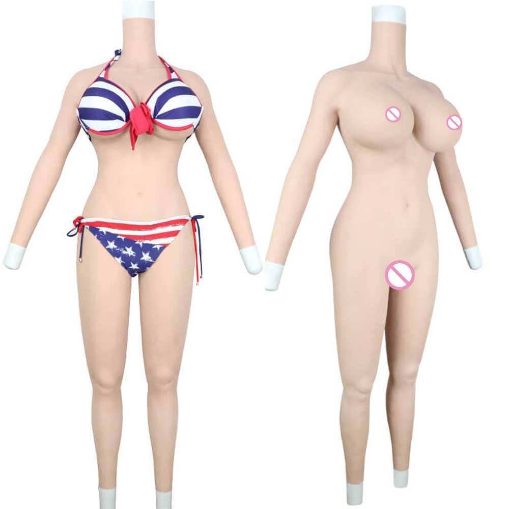 Silicone Bodysuit Male To Female G Cup With Arms Big Hips Lifting Buttock Fake Vagina Artificial Breasts Form Sissy Cosplay