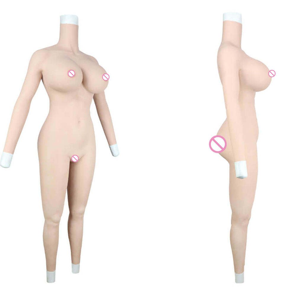 Silicone Bodysuit Male To Female G Cup With Arms Big Hips Lifting Buttock Fake Vagina Artificial Breasts Form Sissy Cosplay