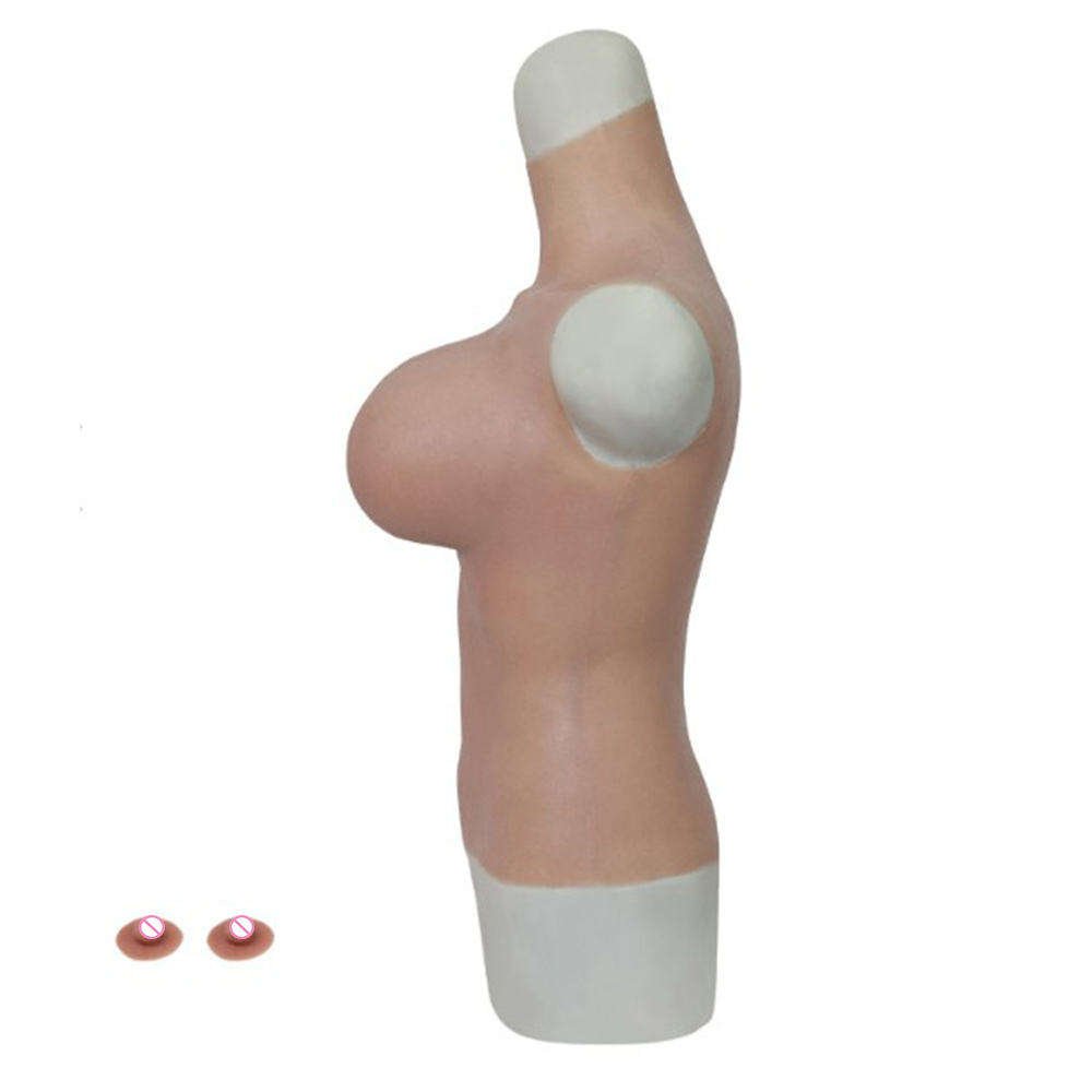 Detachable nipple Fake Boobs Half Body Solid G Cup Silicone Breast Form Female Crossdresser Shemale Boy To Girl