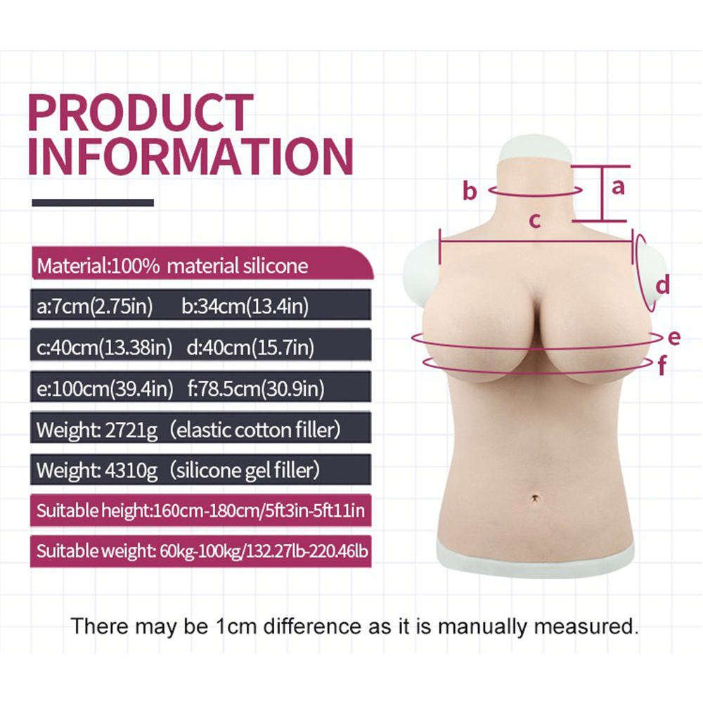 Detachable nipple Fake Boobs Half Body Solid G Cup Silicone Breast Form Female Crossdresser Shemale Boy To Girl