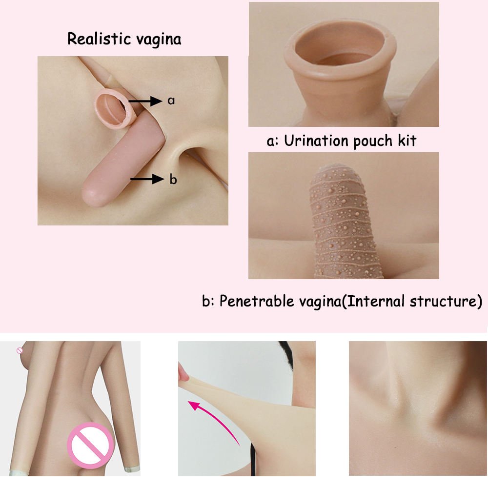 Cosplay Realistic Silicone Body Suit with C cup Boobs Female False Pussy Sexy Dolls for Cosplayer Crossdresser Transvestite
