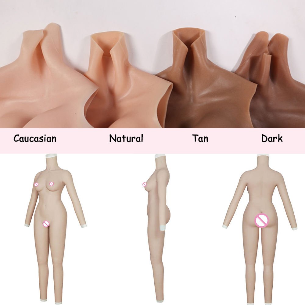 Cosplay Realistic Silicone Body Suit with C cup Boobs Female False Pussy Sexy Dolls for Cosplayer Crossdresser Transvestite