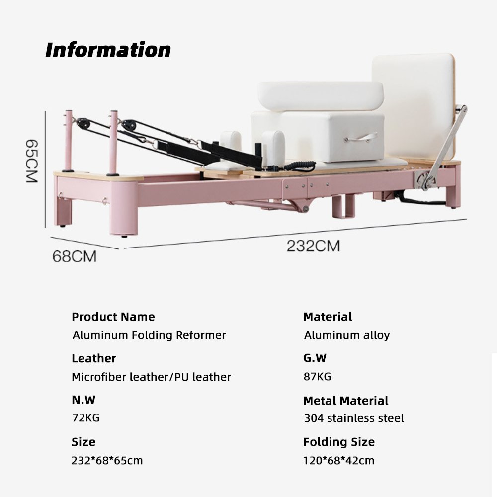 GRASSFIT High Quality Folding Aluminum Home Pilates Reformer Cadillac Core Bed Foldable Bodybuilding Equipment Fitness Machine