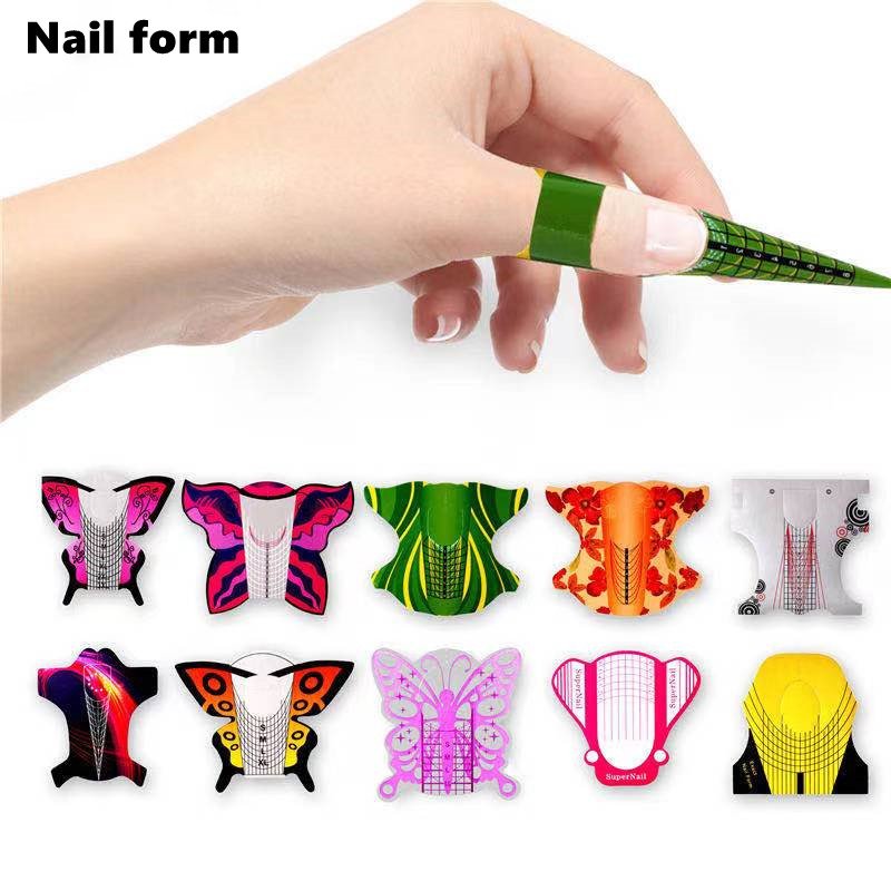 Butterfly Shape 100pcs Guide Sticker Acrylic Gel Extension Form Nail Extension Forms