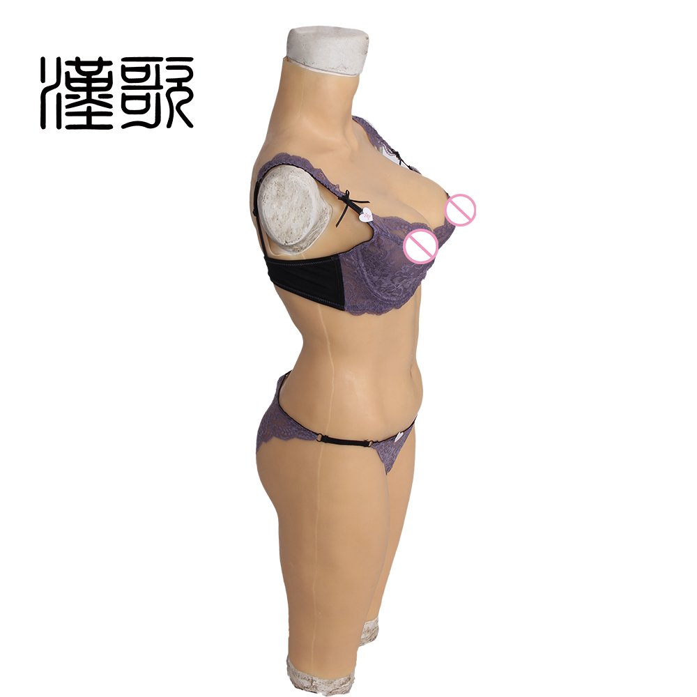 Silicone Female Fullbody Suit One-Piece Tight Zentai Cosplay Breast Form Crossdresser Pussy Transgender