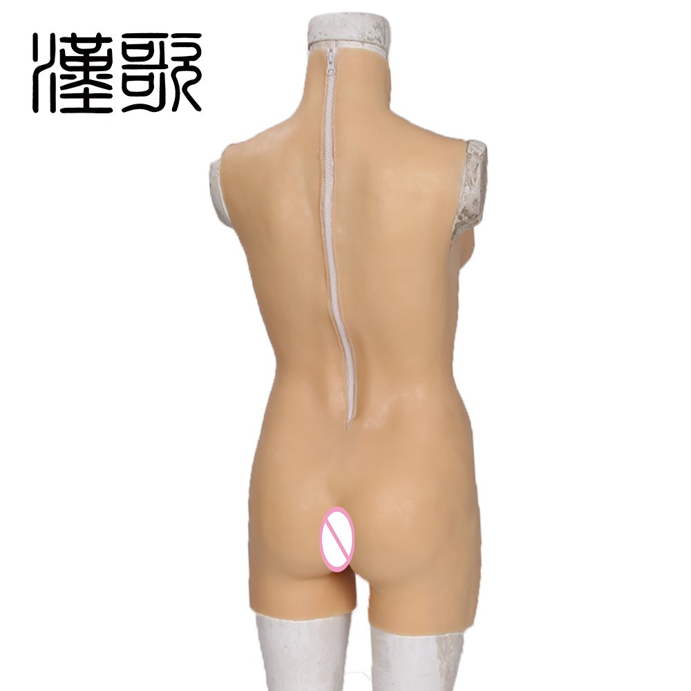 Silicone Female Fullbody Suit One-Piece Tight Zentai Cosplay Breast Form Crossdresser Pussy Transgender
