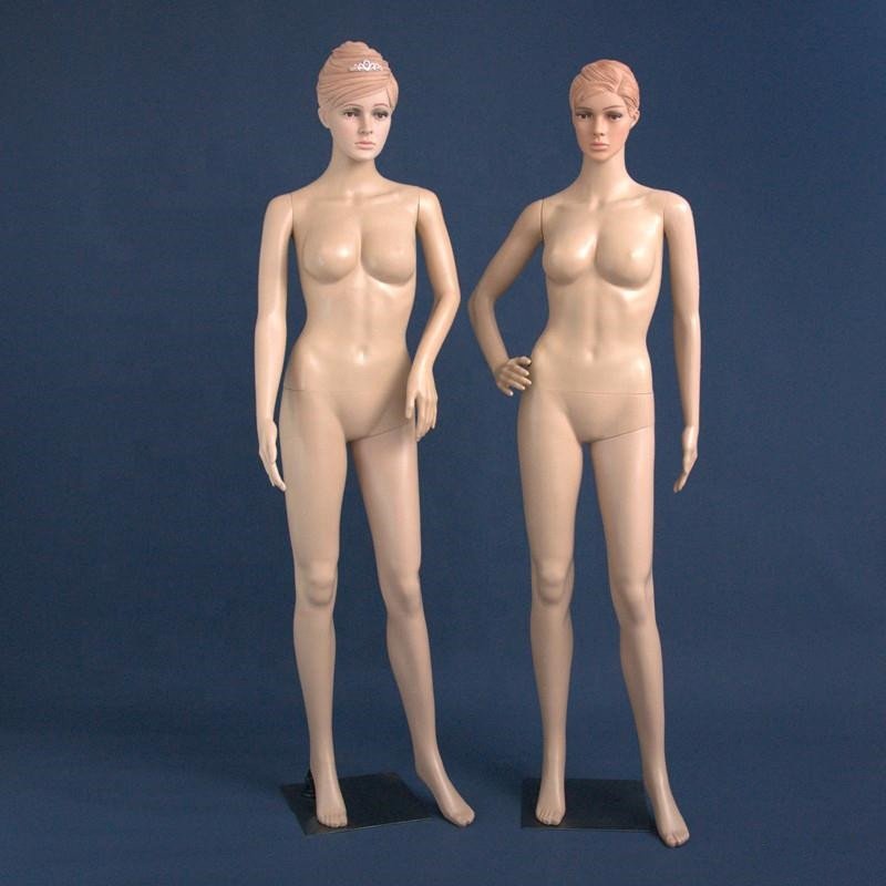 Realistic Female Full Body Mannequin Sexy Plastic Female Body Form Manikin Window Display Make Up Face With Metal Base