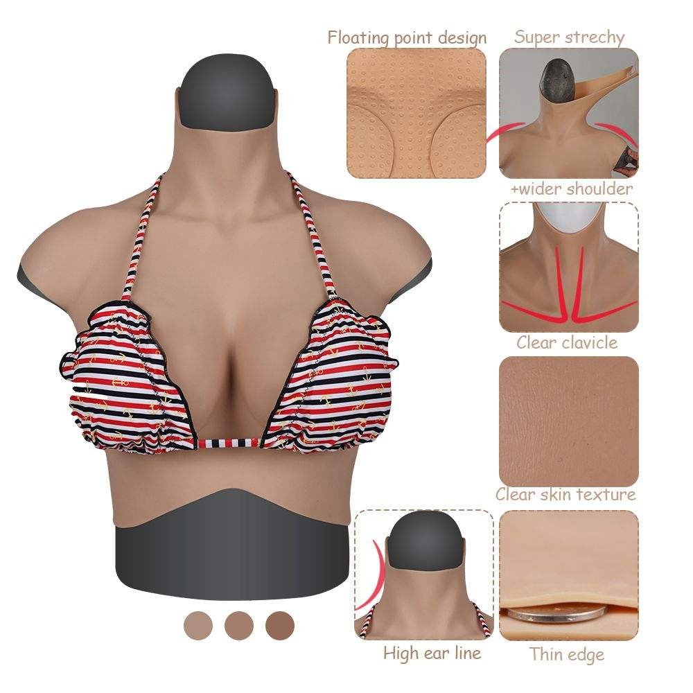 URCHIOCE Artificial Realistic Silicone Boobs Tits Fake Breast Reusable Chest Crossdresser Ladyboy Transvestite Halloween Party