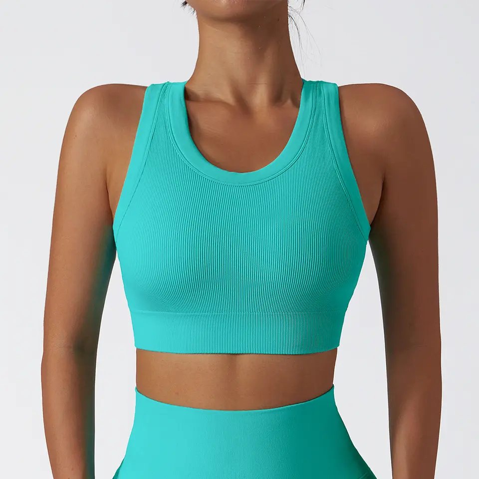Women High Neck Padded Seamless Sports Bra New Design Push Up Racerback Fitness Yoga Bra high impact sports bra plus size