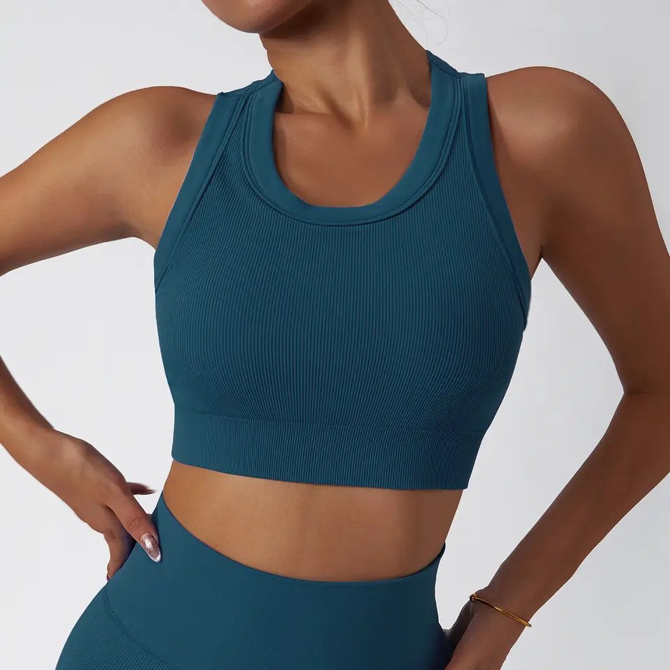 Women High Neck Padded Seamless Sports Bra New Design Push Up Racerback Fitness Yoga Bra high impact sports bra plus size