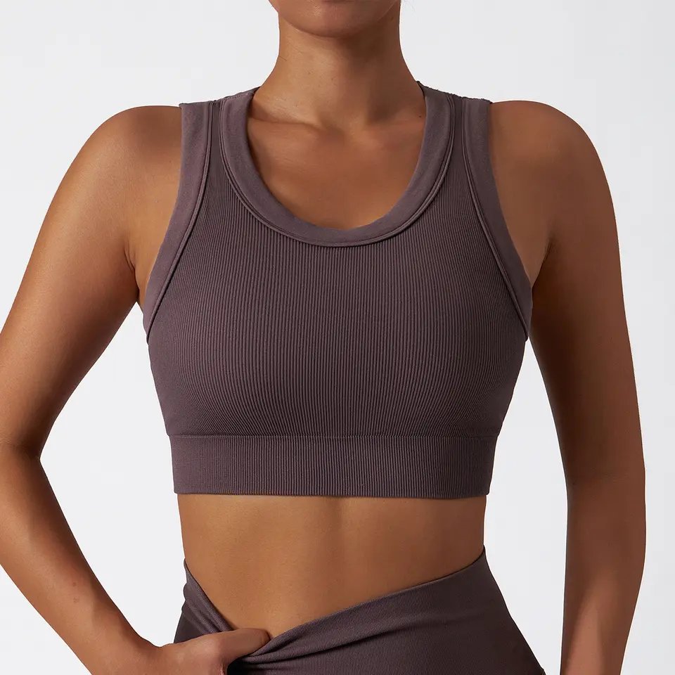 Women High Neck Padded Seamless Sports Bra New Design Push Up Racerback Fitness Yoga Bra high impact sports bra plus size