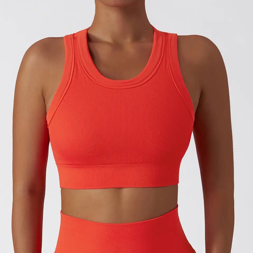 Women High Neck Padded Seamless Sports Bra New Design Push Up Racerback Fitness Yoga Bra high impact sports bra plus size