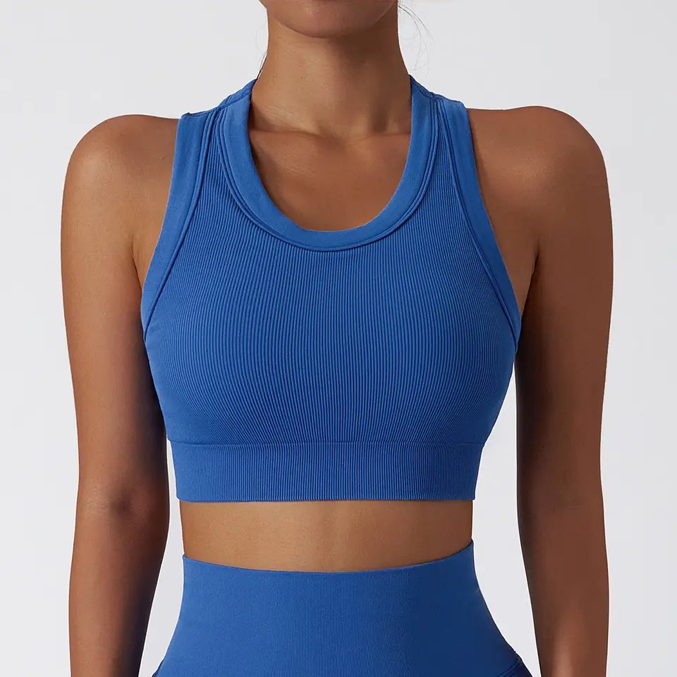 Women High Neck Padded Seamless Sports Bra New Design Push Up Racerback Fitness Yoga Bra high impact sports bra plus size