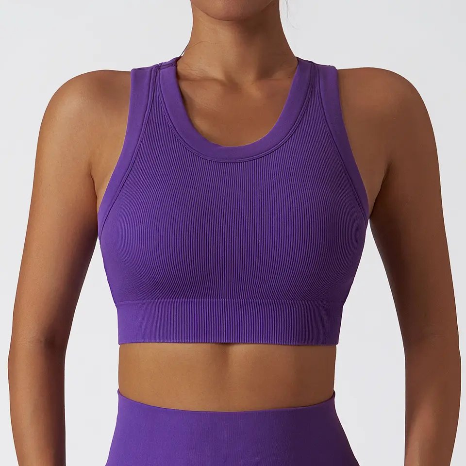 Women High Neck Padded Seamless Sports Bra New Design Push Up Racerback Fitness Yoga Bra high impact sports bra plus size