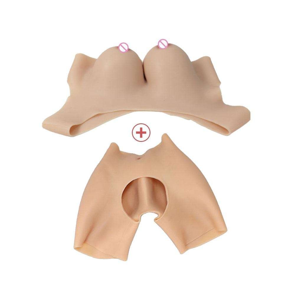 Fake Silicone Boobs Plump Breast Forms Artificial Chest Silicone Sexy Buttock Shaping Pant Tummy Slimming Shapewear for Woman