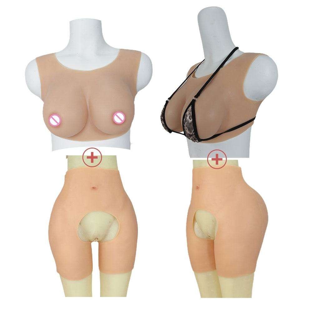 Fake Silicone Boobs Plump Breast Forms Artificial Chest Silicone Sexy Buttock Shaping Pant Tummy Slimming Shapewear for Woman