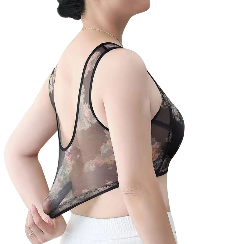Ultra-thin seamless large breasts showing small bra one-piece breast-shrinking vest-style sports bra