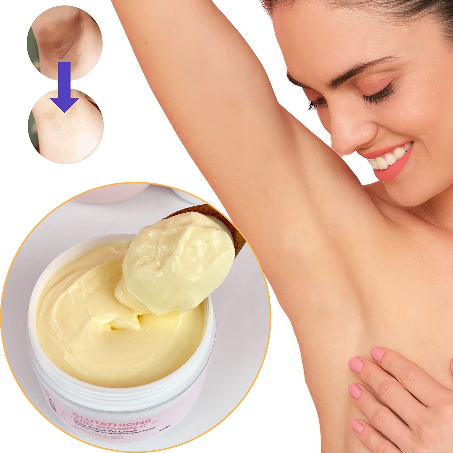 AILKE Private Label Organic Shea Butter Body Cream 24-Hour Whitening and Moisturizing Lotion 100g Vegan Ingredients
