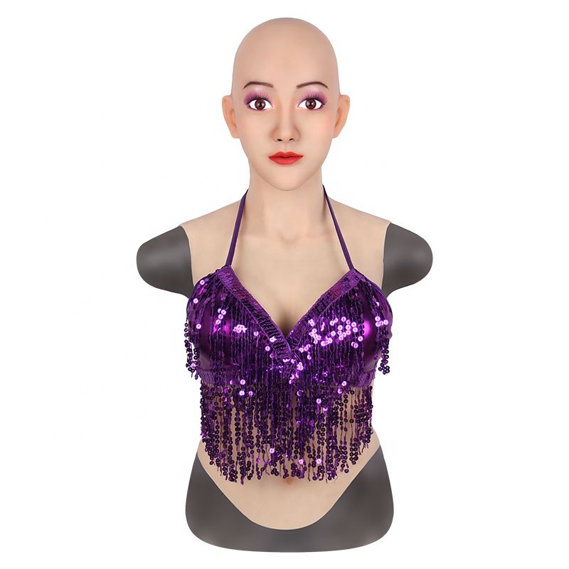 Cossplay Realistic Silicone Female Mask with breast E Cup Breastplate Fake Boobs for Crossdresser