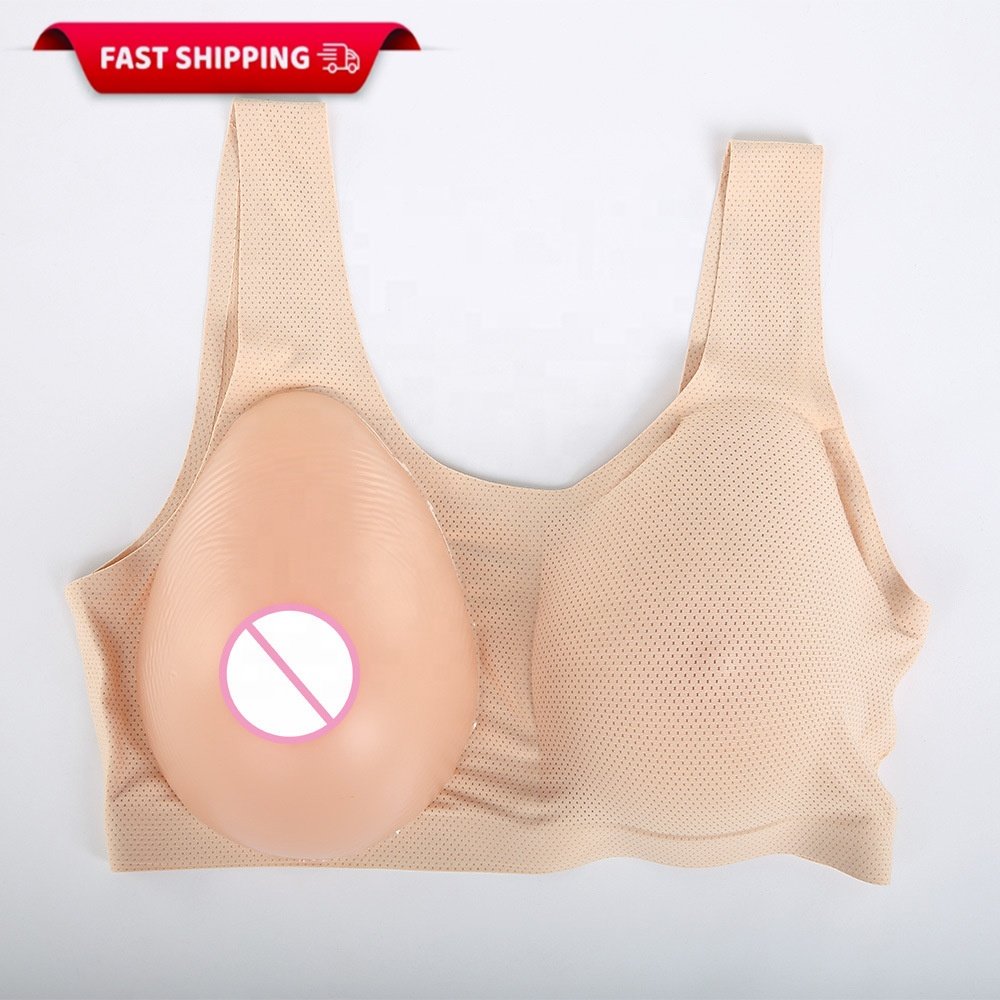 False Shemale Breast Fake Chest Tits Silicone Artificial Breast DragQueen Shemale Transgender Postoperative Crossdresser Bra Set
