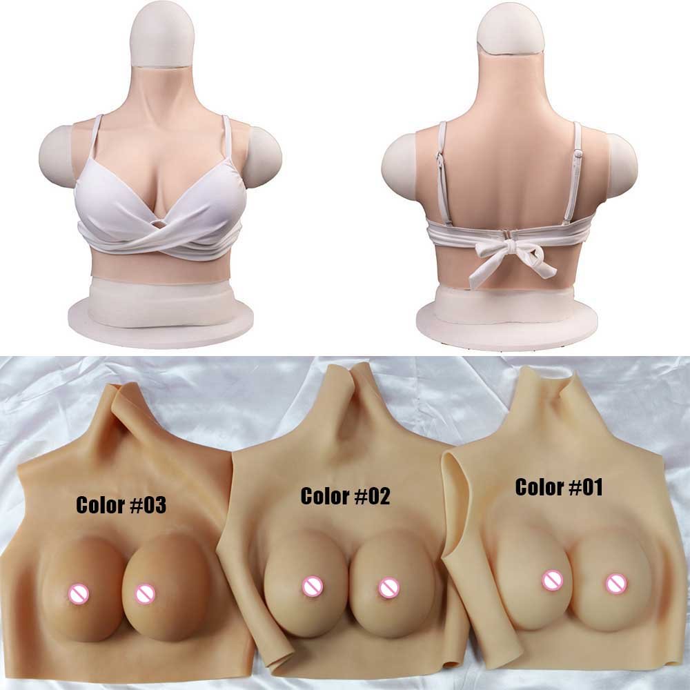 URCHOICE Artificial Silicone Female Nipple Costume Silicone Boobs Bosoms Big Cup Crossdresser Fake Prosthetic Breast Plate