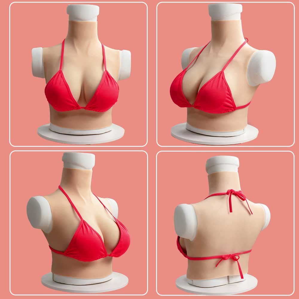 URCHOICE Artificial Silicone Female Nipple Costume Silicone Boobs Bosoms Big Cup Crossdresser Fake Prosthetic Breast Plate