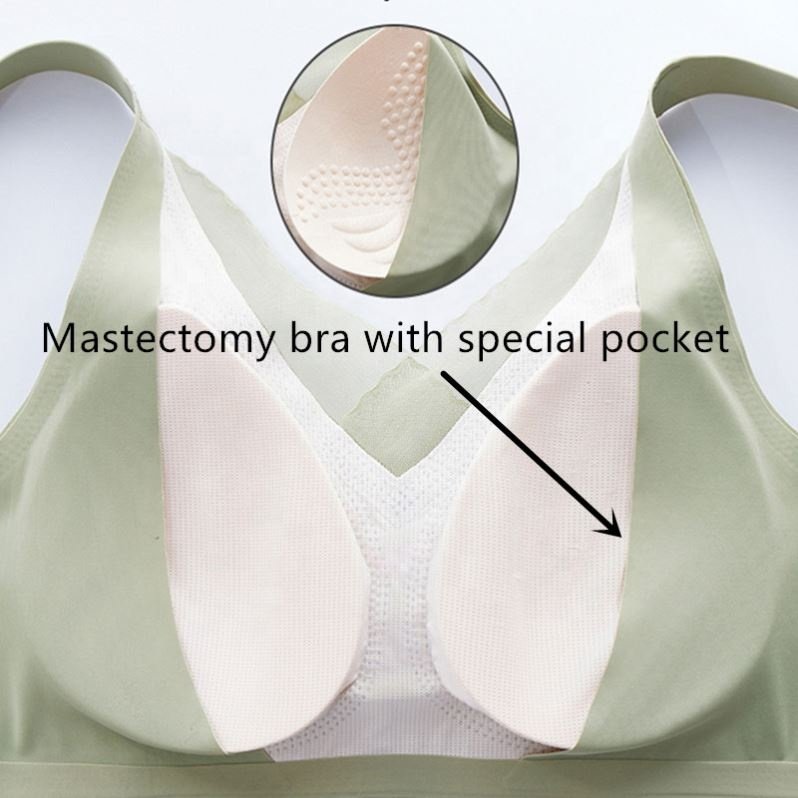 Prosthesis Bra with Big Open Inserting Pockets Breast Form Bra For Woman Underwear
