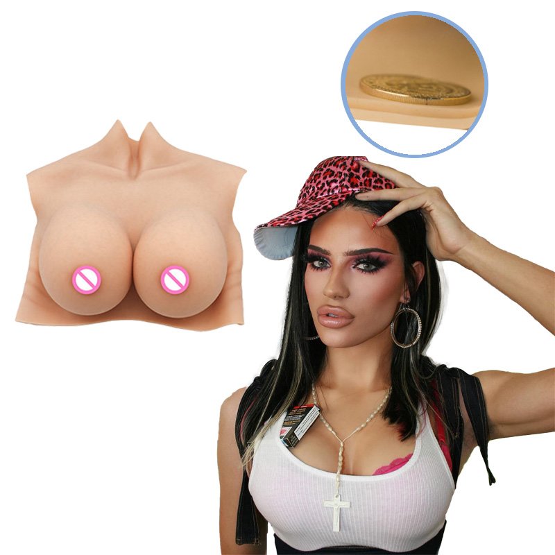 Fake Silicone Boobs Plump Breast Forms Artificial Breast Disguised Chest for Cosplayer Male to Female Transvestite