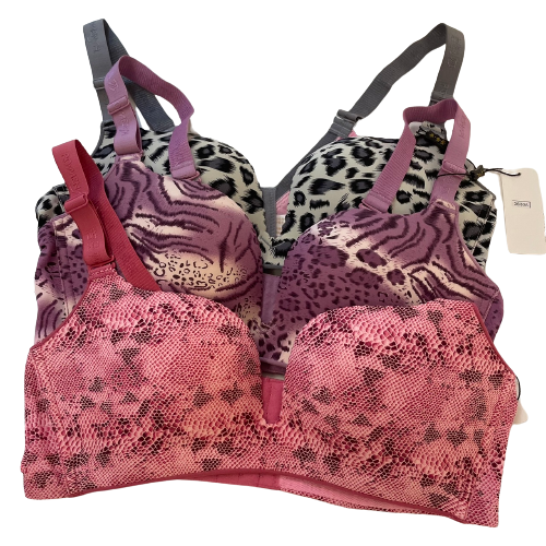 Latest Design Mature Ladies Bra Top Quality Push Up Ladies Bra Wireless Python Pattern Pink Bra