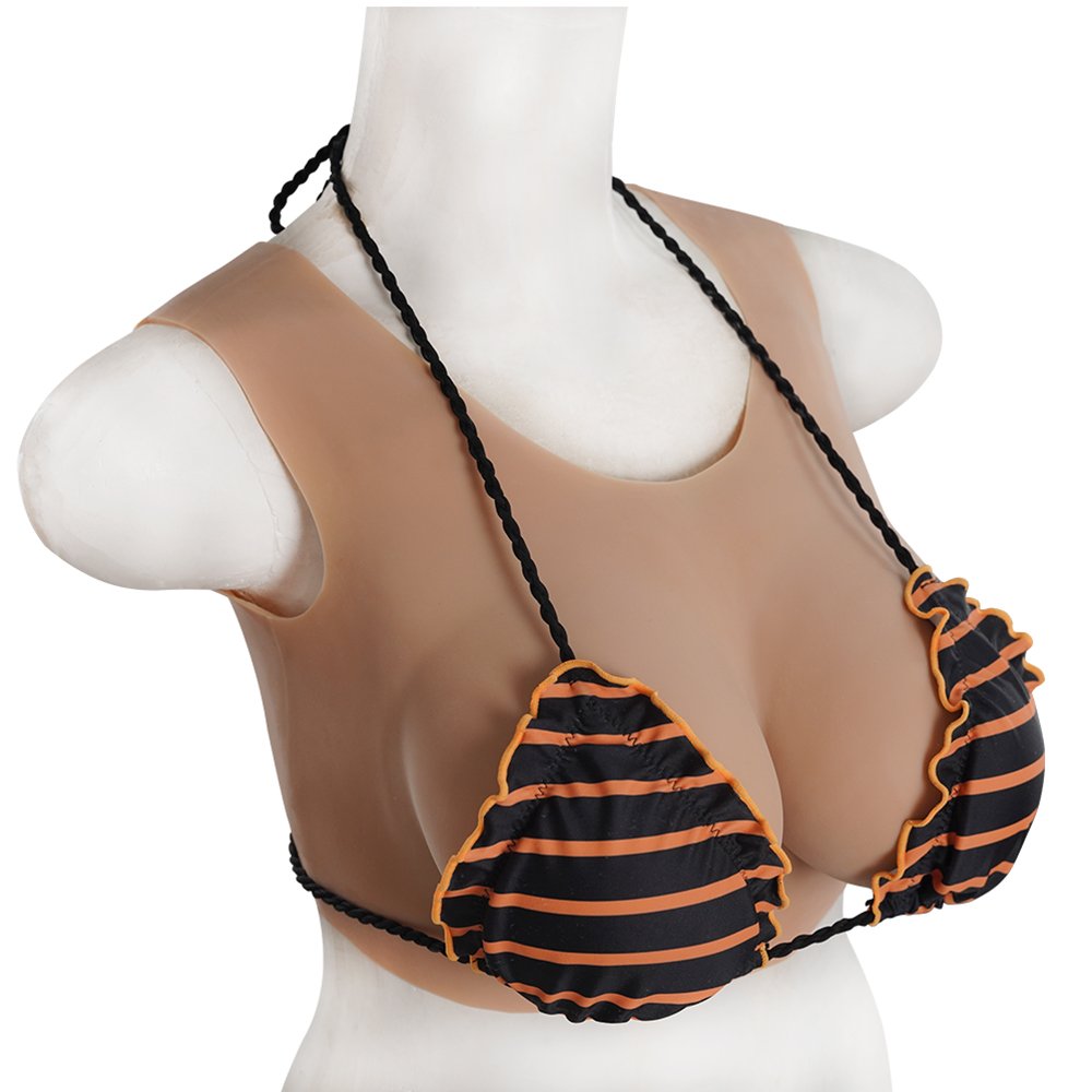 URCHOICE B/C/D/E Low Collar Neck Fake boobs Men to Women Silicone Artificial Breast Form For Transgender Drag Queen Crossdresser