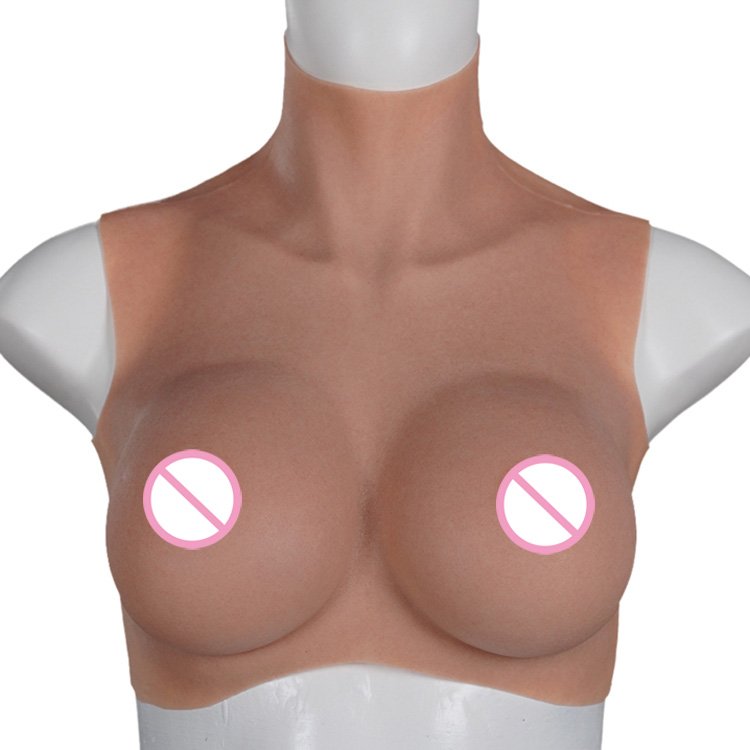 B11 US Stock High Collar Silicone Fake Boobs Breast Form Sexy Tits For Crossdresser Sissy Transgender Transvestite