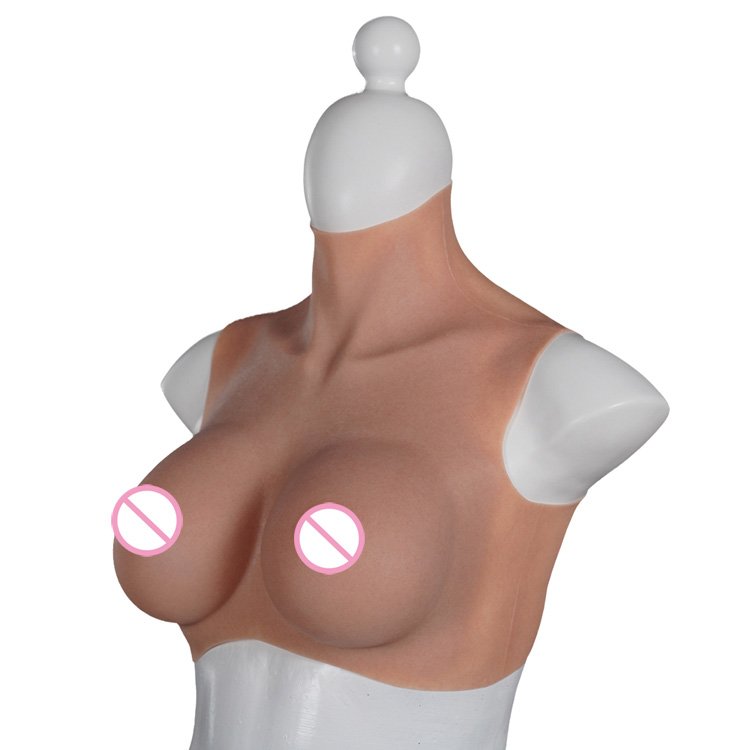 B11 US Stock High Collar Silicone Fake Boobs Breast Form Sexy Tits For Crossdresser Sissy Transgender Transvestite