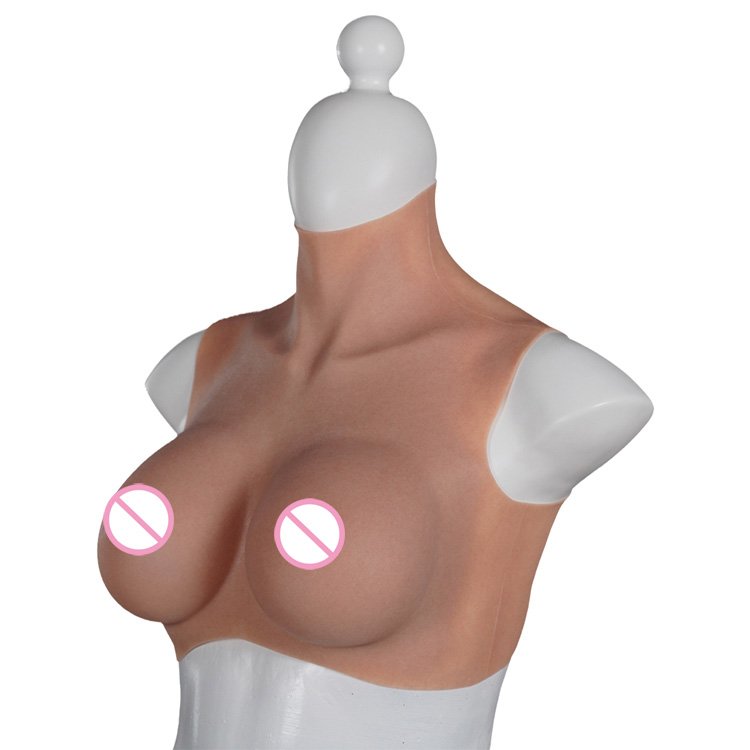 B11 US Stock High Collar Silicone Fake Boobs Breast Form Sexy Tits For Crossdresser Sissy Transgender Transvestite