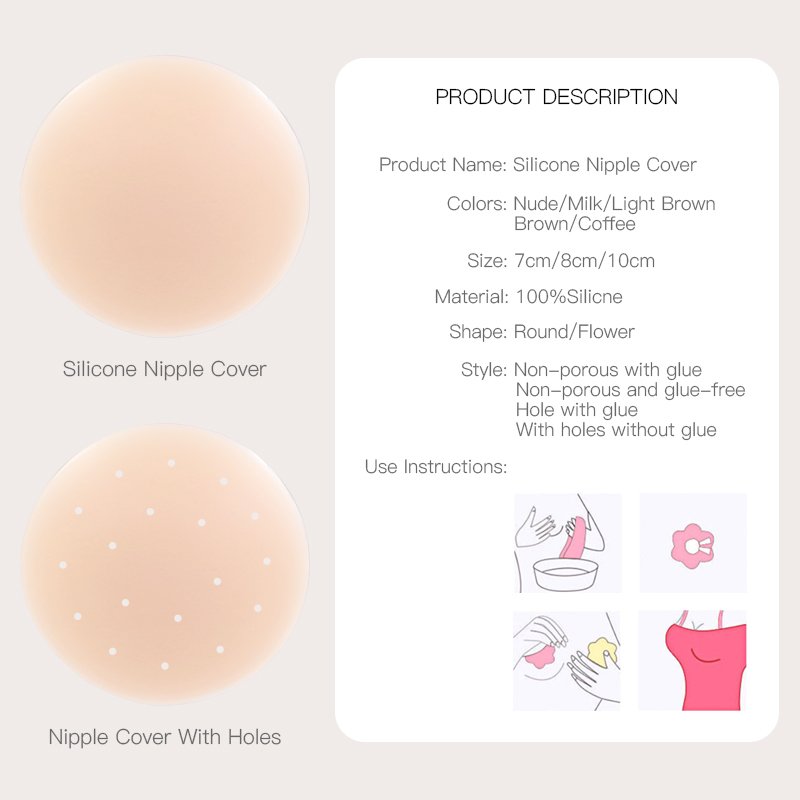 Customized Physical Store Packaging Women Pasties Reusable Matt Invisible Medical Grade Opaque Silicone Adhesive Nipple Cover