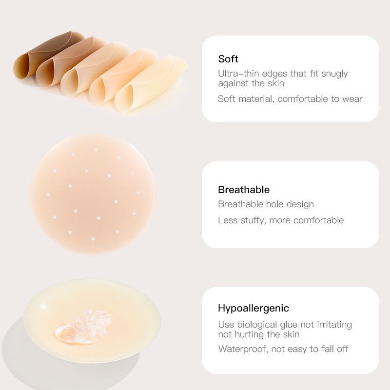 Customized Physical Store Packaging Women Pasties Reusable Matt Invisible Medical Grade Opaque Silicone Adhesive Nipple Cover