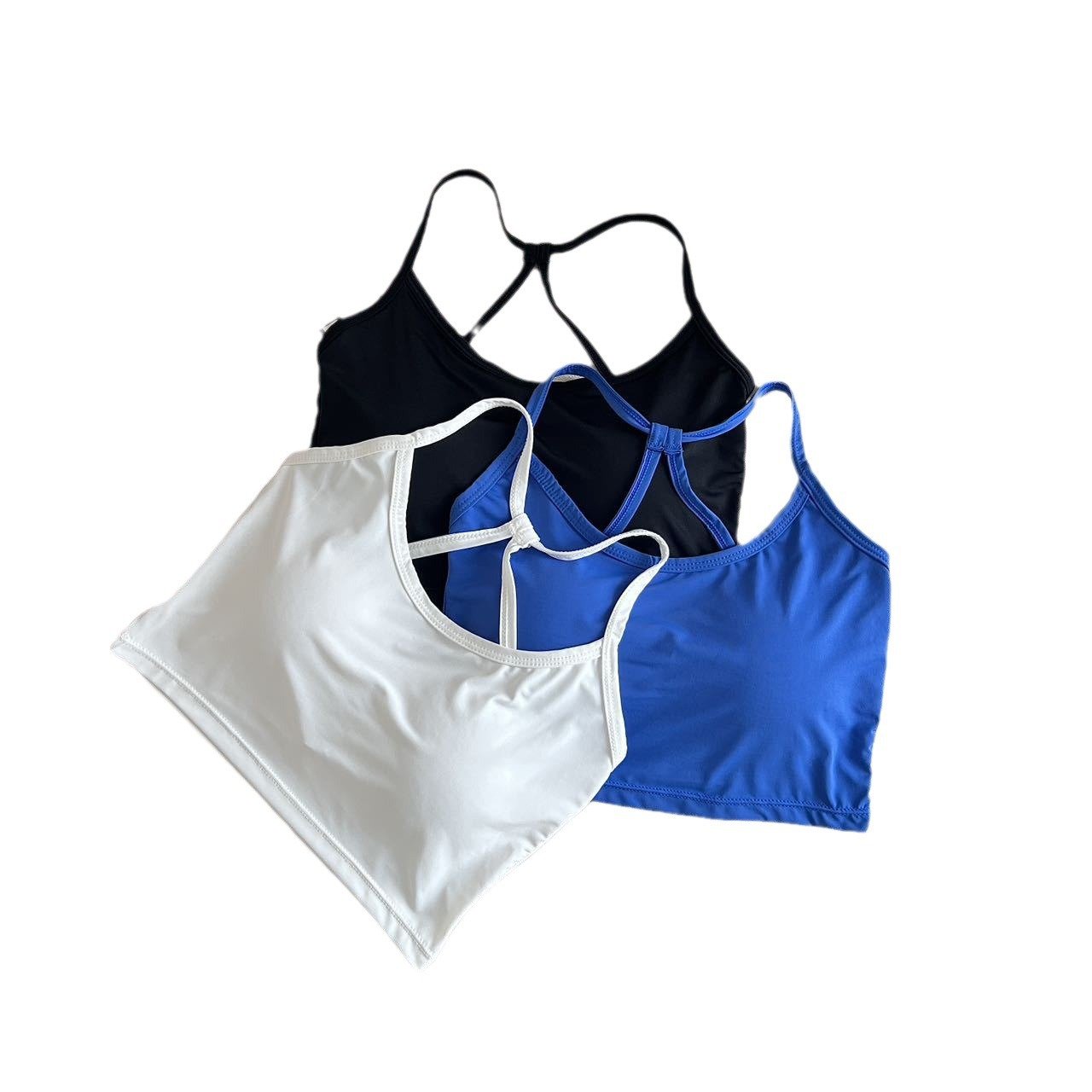 Women's Summer Cross Camisole Beautiful Back Bra Small Top Padded Breasts Ice Silk One-Piece Knitted Wire-Free Everyday Sexy