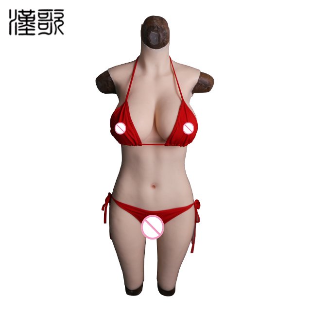 G Cup Breast Form Bodysuit Crossdress Silicone Boobs Tight Dress Zentai Suit