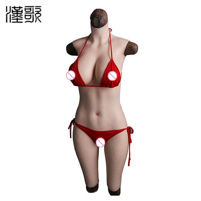 G Cup Breast Form Bodysuit Crossdress Silicone Boobs Tight Dress Zentai Suit