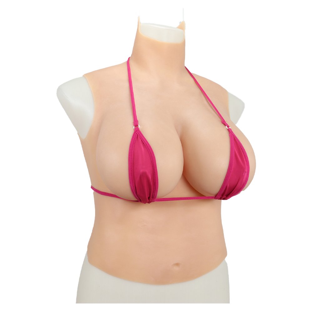 Sexy Wearing B-G Cup High Neck Silicone Breast Forms Breastplates For Crossdressing Silicone Gel/Cotton Filled