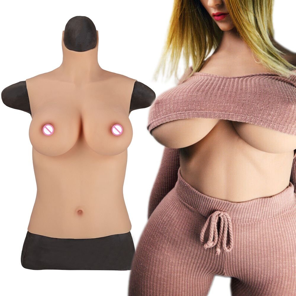 URCHOICE Wearable E cup half body silicone breast forms fake artificial boobs g cup for cancer patient crossdresser transgender