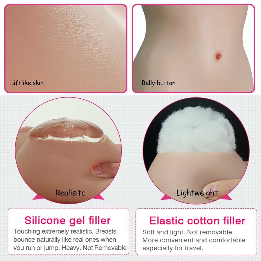 Full Silicone Bodysuit Fake Pussy WIth Breast Forms B-E cup boobs Tits Drag Queen Vagina For Transgender Crossdresser