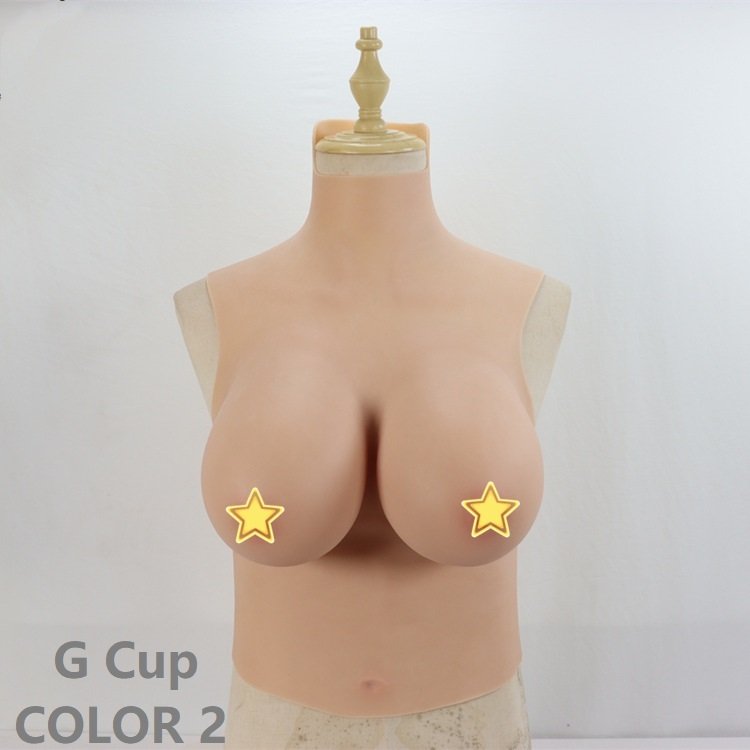 Silicone Breast Form High Collar with Navel Artificial Breast Form for Crossdresser Transgender Drag Queen Shemale