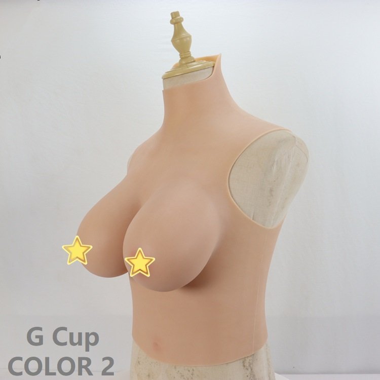 Silicone Breast Form High Collar with Navel Artificial Breast Form for Crossdresser Transgender Drag Queen Shemale