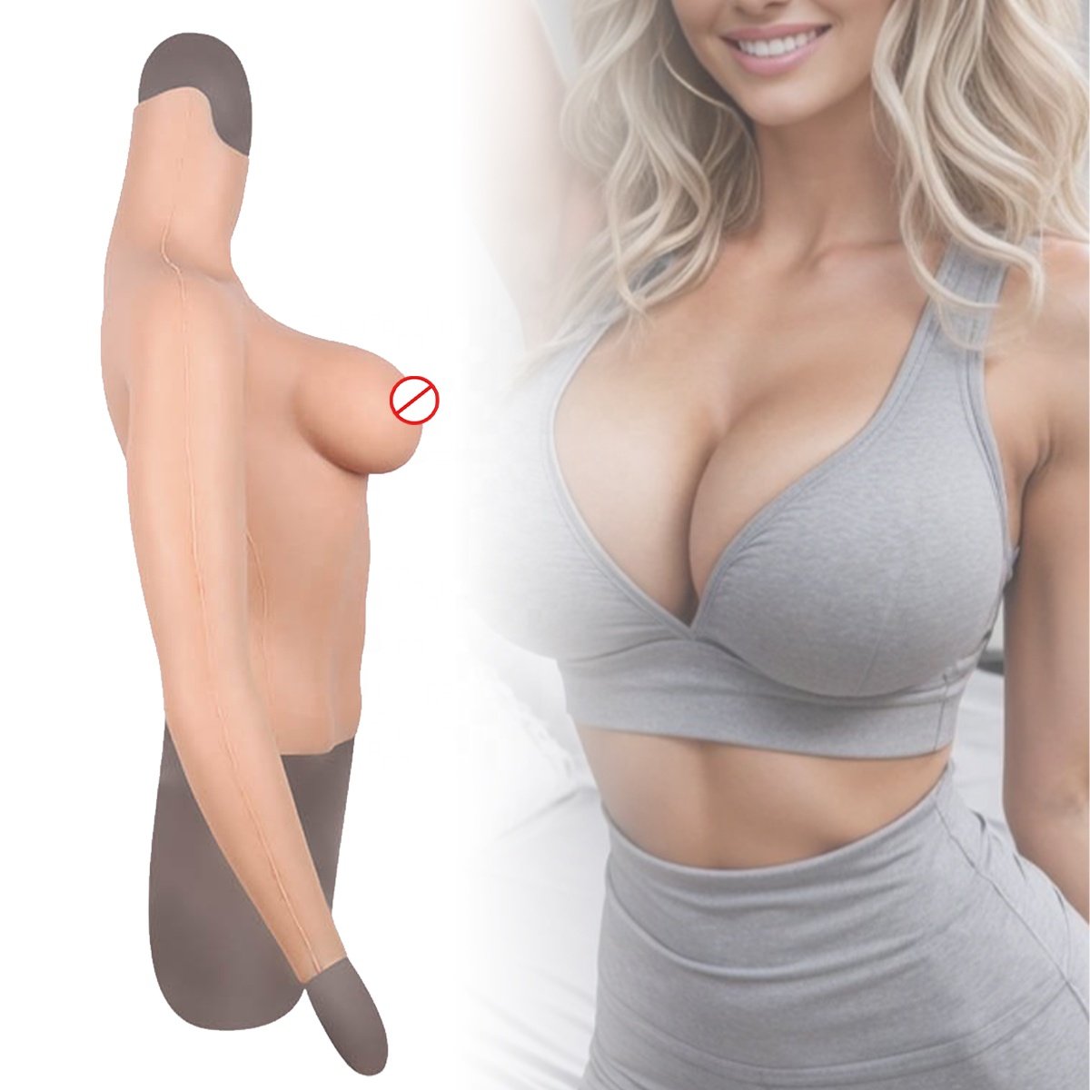 Half Body Full Length Arm Silicone Sexy Boobs Silicone Breast Form Crossdresser Costume Male To Female Sissy Silicone Breast